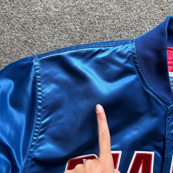 VTG 90s NFL NY Giants STARTER Quilted Snap Close Bomber Jacket Large Made In USA - Picture 15 of 16